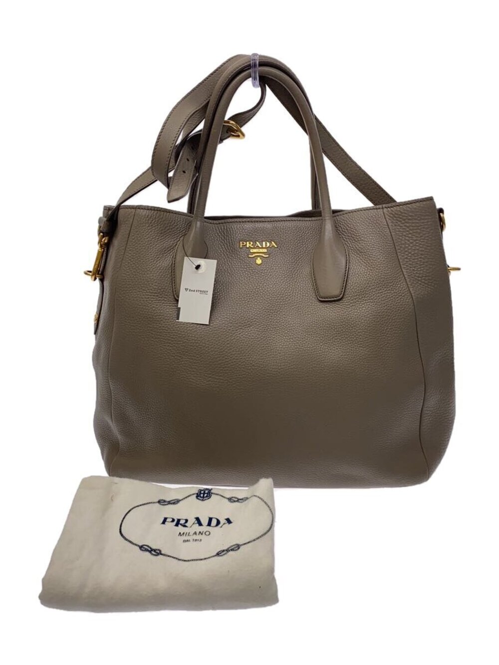 Prada Vitello Daino Tote pebbled leather Brown
